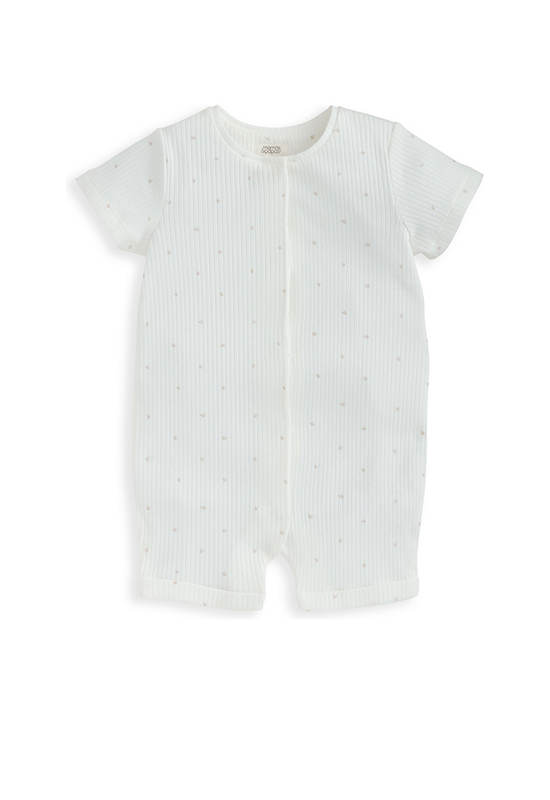 MAMAS & PAPAS Unisex Toddler Romper Shortie Spot Zip White
