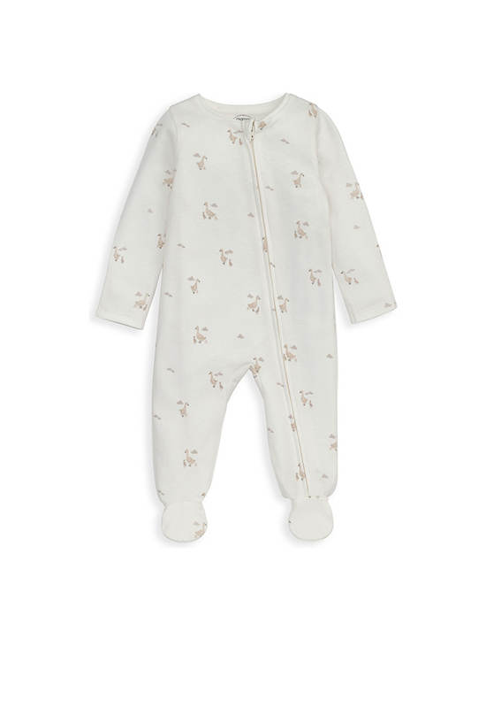 MAMAS & PAPAS Unisex Toddler Bodysuit Duckling Zip All In One Beige