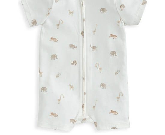 MAMAS & PAPAS Unisex Toddler Romper Safari All Over Print Zip Cream