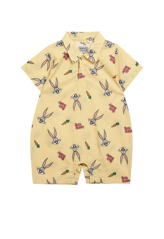 Angel Baby Boy Infant Jumpsuit Short Sleeves Bugs Bunny Print Yellow