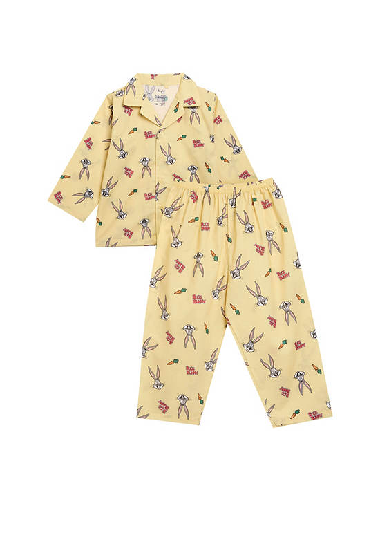 Angel Baby Boy Toddler Pyjamas Shirt Long Sleeves + Pants Bugs Bunny Print Yellow