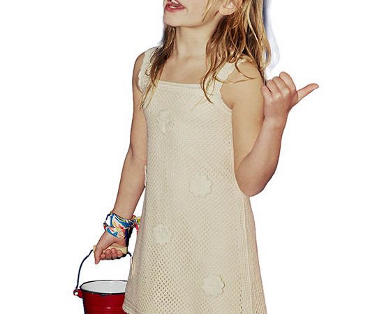 SFERA KIDS Girl Mini Dress Knitted Straps and Flower Applique Cream