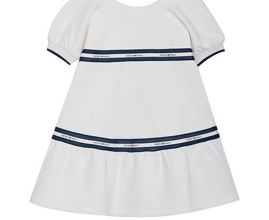 EMPORIO ARMANI Girl Dress Short Sleeves SS25 Snow White