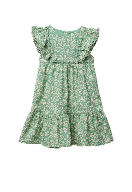 SFERA KIDS Girl Dress Two-Tone Printed Dark Green