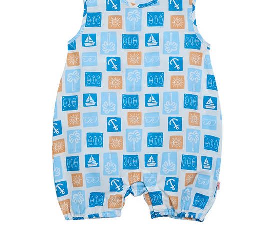 Angel Baby Infant Romper Short Sleeves Summer Sail Print Blue