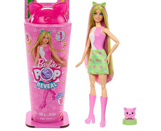 BARBIE Cute Kitten Fashion Doll Pop Reveal Shakes Series, Scented Bright Multi-Color