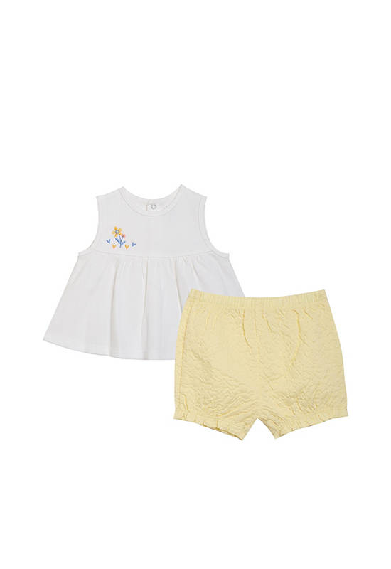 Angel Baby Girl Toddler Set Sleeveless T-Shirt + Shorts White