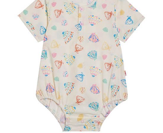 Angel Baby Baby Rompers Short Sleeves Summer Shell Print Cream