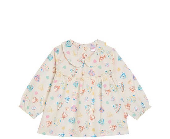 Angel Baby Girl Toddler Nightwear Long Sleeves Summer Shell Print Cream