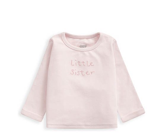 MAMAS & PAPAS Girl Toddler T-Shirt Long Sleeves Little Sister Pink