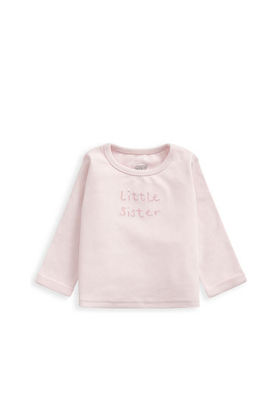 MAMAS & PAPAS Girl Toddler T-Shirt Long Sleeves Little Sister Pink