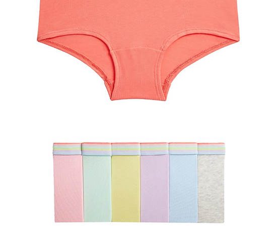 MARKS & SPENCER KIDS Girl Toddler Shorts Cotton with Stretch Rainbow Waistband 7 Pack Multi/Brig