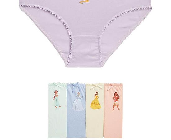 MARKS & SPENCER KIDS Girl Toddler Knickers Cotton with Stretch Disney Princess 5 Pack Multi-Color