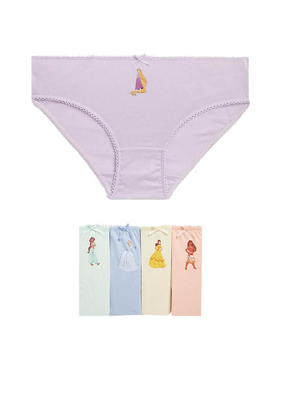 MARKS & SPENCER KIDS Girl Toddler Knickers Cotton with Stretch Disney Princess 5 Pack Multi-Color