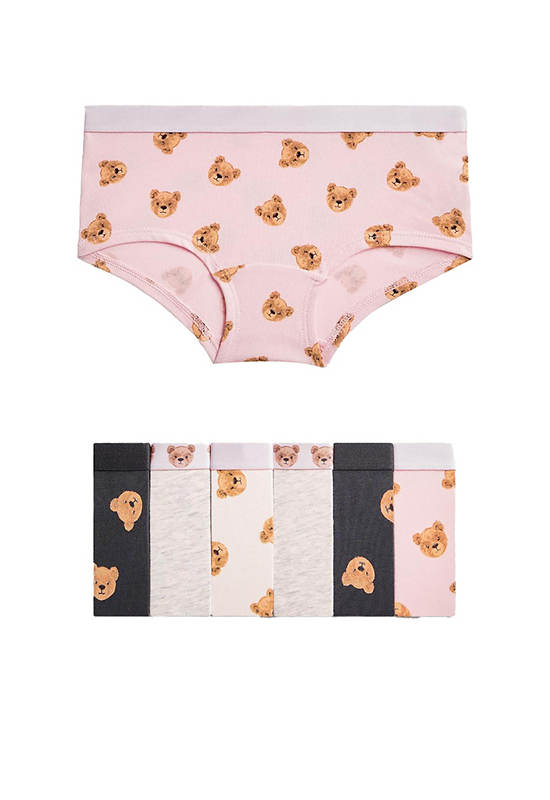 MARKS & SPENCER KIDS Girl Toddler Shorts Cotton with Stretch Spencer Bear 7 Pack Multi-Color