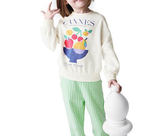 MARKS & SPENCER KIDS Girl Toddler Sweatshirt Cotton Rich Cannes Slogan Ecru
