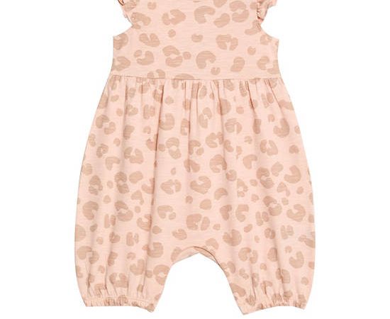 MARKS & SPENCER KIDS Girl Toddler Romper Pure Cotton Jersey Animal Print Peach