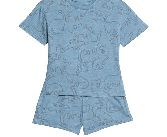 MARKS & SPENCER KIDS Boy Toddler Outfit Pure Cotton Dinosaur 2 pcs Navy Mix