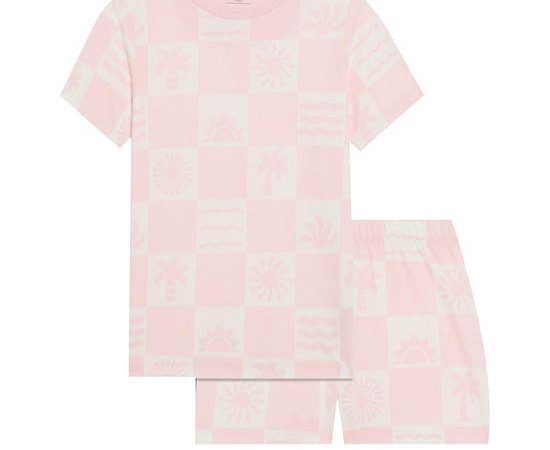 MARKS & SPENCER KIDS Girl Toddler Pyjamas Pure Cotton Holiday Print Light Pink