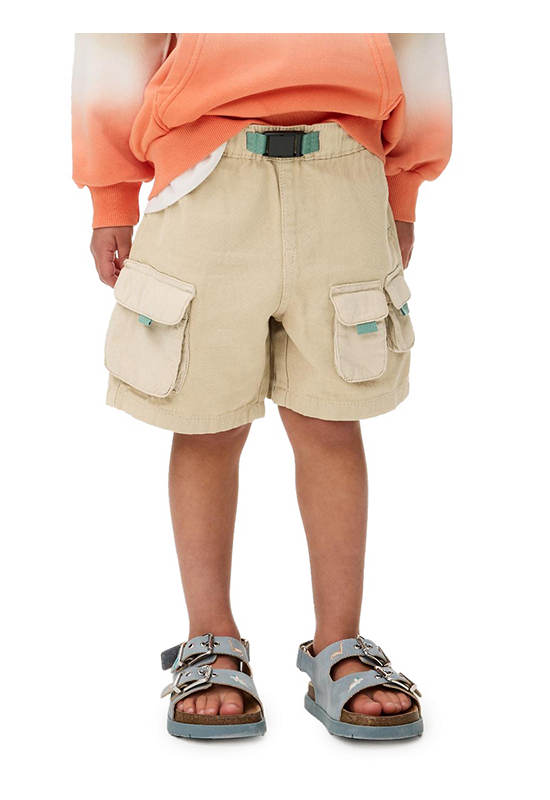 MARKS & SPENCER KIDS Boy Toddler Cargo Shorts Pure Cotton Neutral