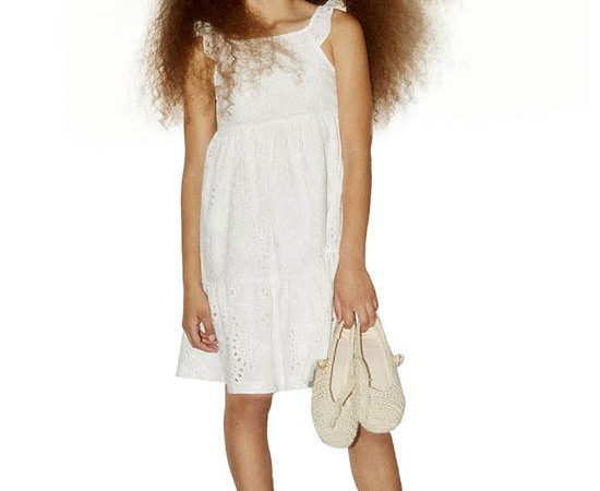 SFERA KIDS Girl Dress Swiss Embroidery White