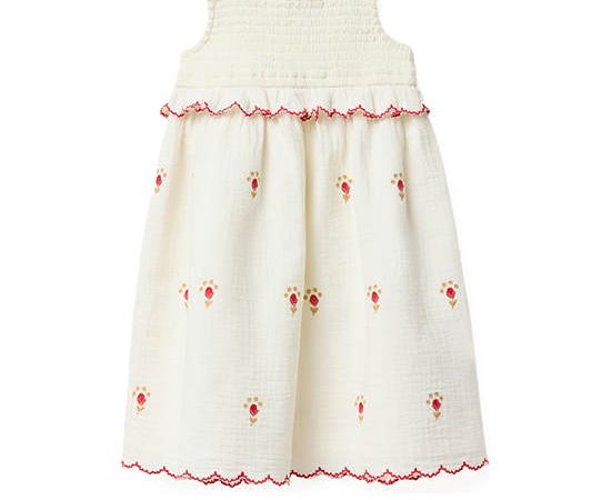SFERA KIDS Girl Dress Embroidered Bamboo Cream
