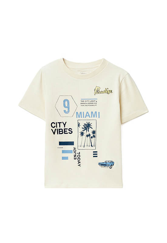 SFERA KIDS Boy T-Shirt Miami Multi-Technique Beige