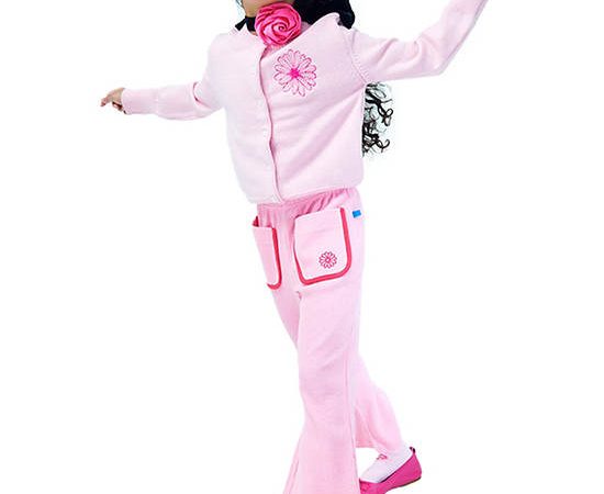 MARDI MERCREDI LES PETITS Kids Waffle Flare Pants Pink Hotpink
