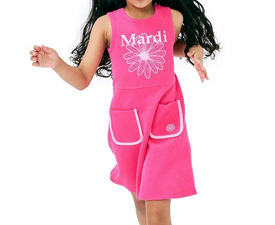 MARDI MERCREDI LES PETITS Kids Waffle Dress Flowermardi Pink Lightpink