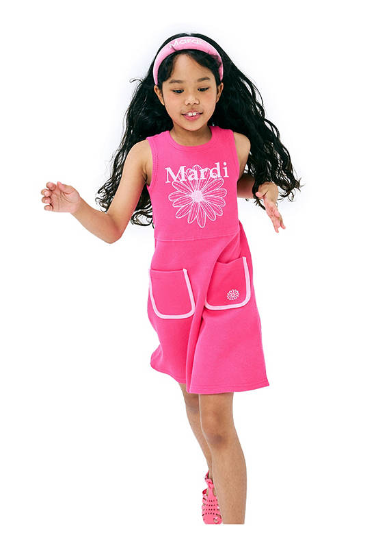 MARDI MERCREDI LES PETITS Kids Waffle Dress Flowermardi Pink Lightpink