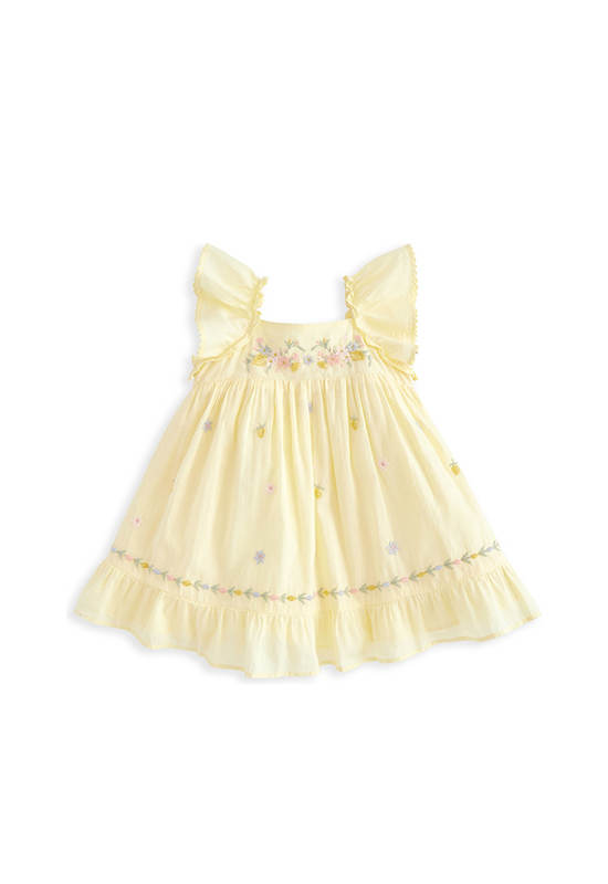 MAMAS & PAPAS Girl Toddler Dress Embroidered Yellow