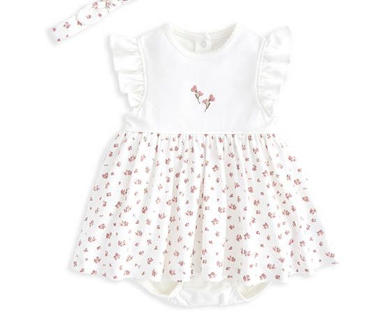 MAMAS & PAPAS Girl Toddler Set Dress + Head Band 2 Pcs. Pink