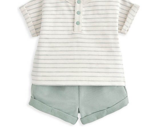 MAMAS & PAPAS Boy Toddler Set T-Shirt Stripe Jersey + Shorts 2 Pcs. Blue