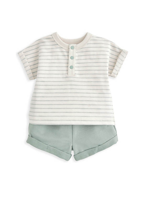 MAMAS & PAPAS Boy Toddler Set T-Shirt Stripe Jersey + Shorts 2 Pcs. Blue