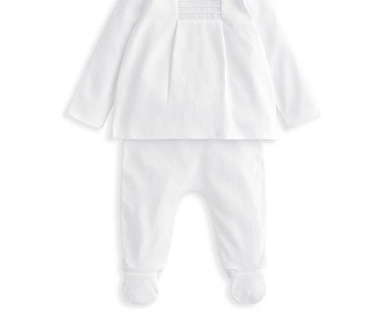 MAMAS & PAPAS Unisex Toddler Set Top Peter Pan Collar + Pants 2 Pcs. White