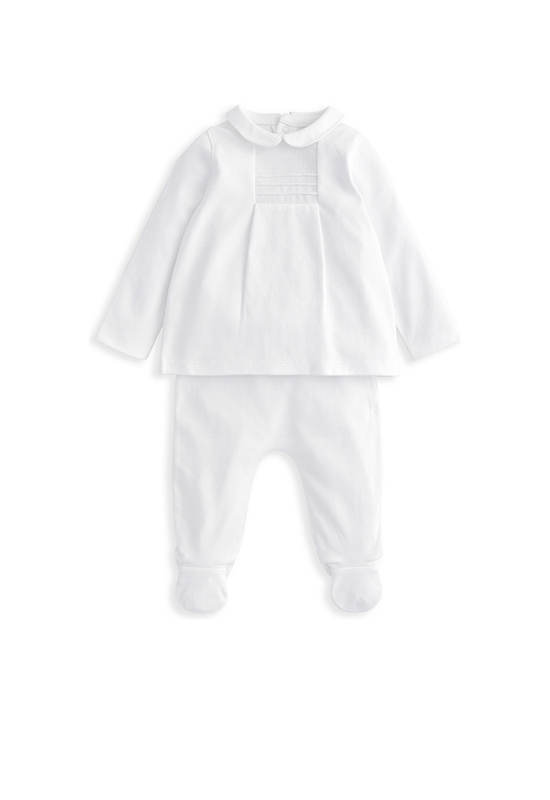 MAMAS & PAPAS Unisex Toddler Set Top Peter Pan Collar + Pants 2 Pcs. White
