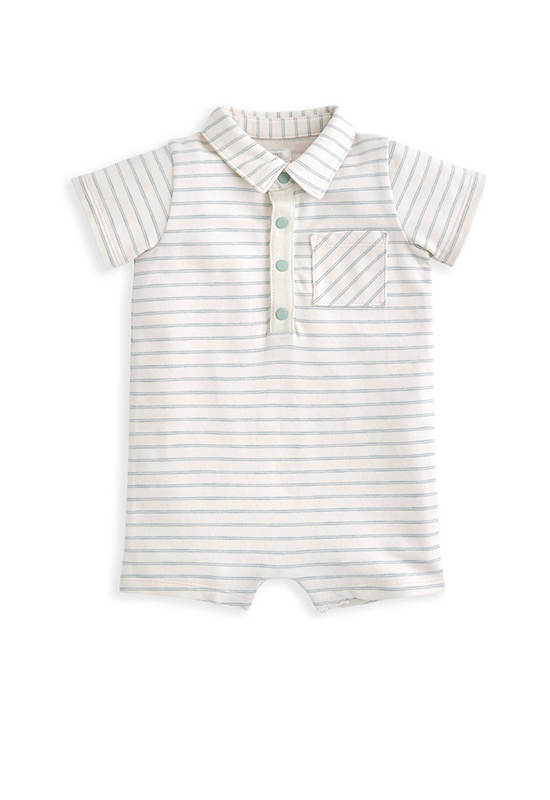 MAMAS & PAPAS Boy Toddler Romper Collar Striped White