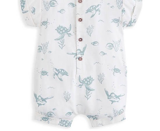 MAMAS & PAPAS Boy Toddler Romper Turtle All Over Print Blue