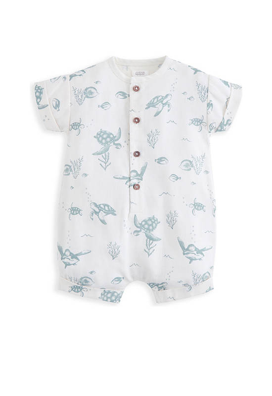 MAMAS & PAPAS Boy Toddler Romper Turtle All Over Print Blue