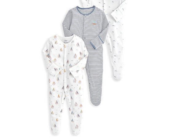 MAMAS & PAPAS Boy Toddler Sleepsuit Set Nautical 3 Pack Multi-Color