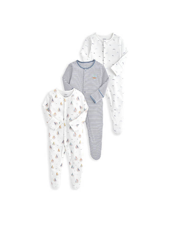 MAMAS & PAPAS Boy Toddler Sleepsuit Set Nautical 3 Pack Multi-Color
