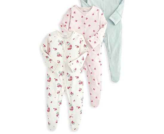 MAMAS & PAPAS Girl Toddler Sleepsuit Set Geranium 3 Pack Multi-Color