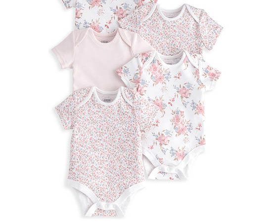 MAMAS & PAPAS Girl Toddler Bodysuit Set Floral Print 5 Pack Pink