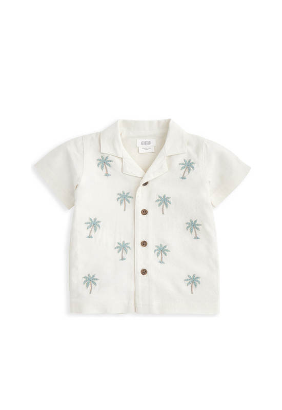 MAMAS & PAPAS Boy Toddler Shirt Palm Tree Print Beige