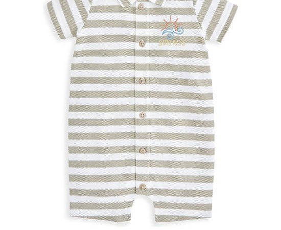 MAMAS & PAPAS Boy Toddler Romper Pique Striped Multi-Color