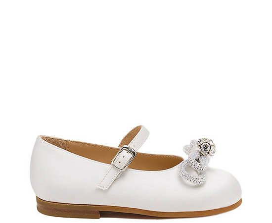 MACH & MACH Girl Toddler Ballerina Shoes Double Bow Mini White Satin