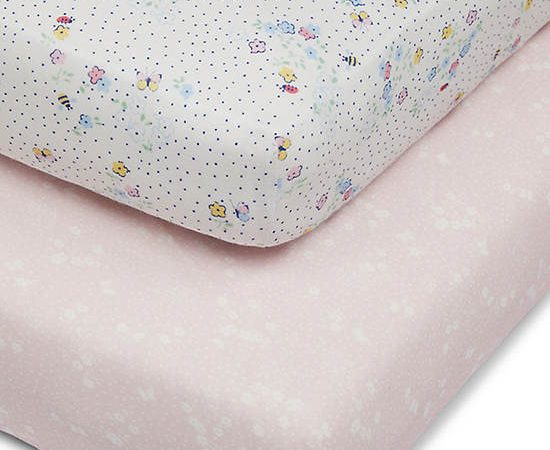 MOTHERCARE Baby Fitted Cot Bed Sheet 2 pk Spring Multi-Color