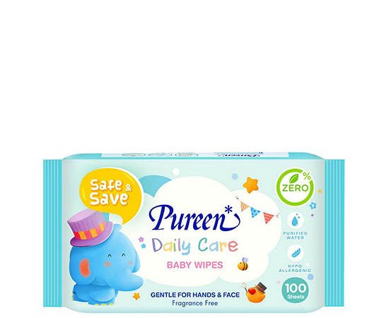 PUREEN Baby Wipes Daily Care 100 pcs Light Blue