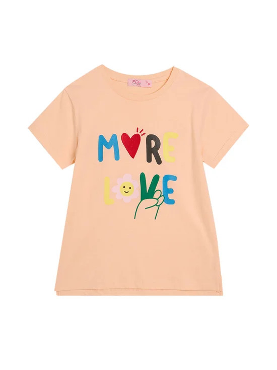FOF KIDS Girl T-Shirt  MORE LOVE Text Print Orange