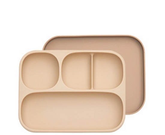 MOYUUM Plate Silicone Super Strong 5 Suction Square Beige